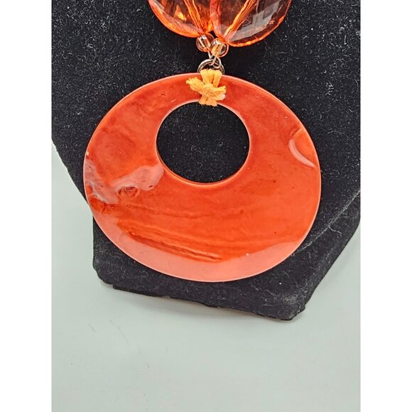 Handmade Red Shell &‎ Crystal Beaded Necklace With Large Pendant - Picture 5 of 9